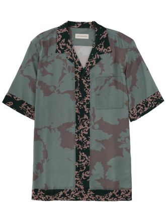 Dries Van Noten Muted Camouflage Floral Viscose Shirt