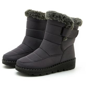 Generic Womens Waterproof Winter Boots Gray Non-slip Warm Snow Boots for Women Casual Fur Lined Boots, Size 6.5 UK