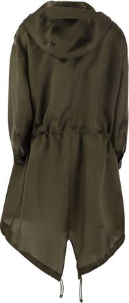 Max Mara Womens Tambuto Oversized Organdy Parka - Dark Green Silk - Size Medium
