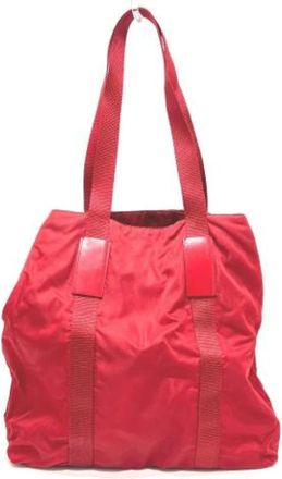 Prada Pre-owned Tote Bags, female, Red, Size: ONE SIZE Pre-owned Nylon Tote Bag