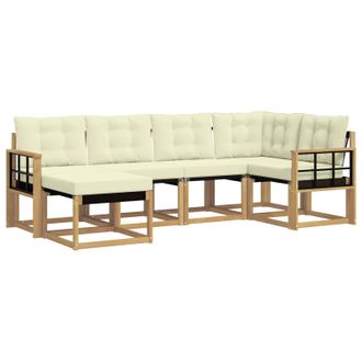vidaXL Conjunto De Sof&aacute;s De Exterior Con Coj&iacute;n 6 Pcs Blanco Y Crema Vidaxl