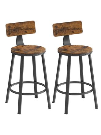 Vasagle 2 taburetes de bar con marco met&aacute;lico de color marr&oacute;n r&uacute;stico y negro