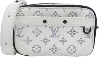 Louis Vuitton Pre-owned Monogram Shadow Alpha Wearable Wallet Leather Shoulder Bag - Dames - Vintage Schoudertas - Wit - ONE Size - Leer - Vintage