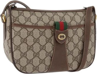 Gucci Pre-owned Vintage GG Canvas Schoudertas - Dames - Vintage Schoudertas - Beige - ONE Size - Leer - Vintage
