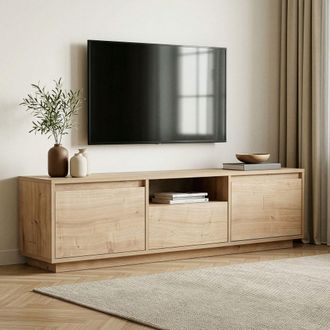 Dmora Mueble Para Tv Morrigan, Un Estante, 3 Puertas, 4 Espacios, 160x30x42h Cm, Roble Marr&oacute;n