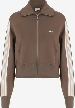 Autry viscosemix sweatshirt met ritssluiting en zijstrepen