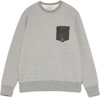 Roy Rogers Grijze Sweater met Denim Zak - Heren - Sweatshirts - Grijs - S - Denim - Hoodies & sweatvesten