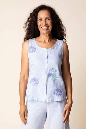 Habitat Watercolor Floral Bistro Tank Tank Top In Cornflower