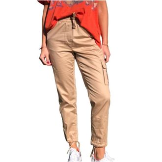 Aeronautica Dames, Broeken, Beige, Maat: M Katoen