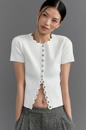 endless rose Scalloped Short-Sleeve Cardigan