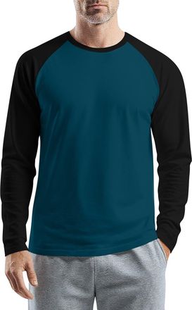 Generic Shirt Men, Mens Cotton Long Sleeve Crew Neck T-Shirt Comfort Casual Base Tops Funny Shirts Mens Clothes Plain White T Shirt Golf Tops for Men Shirts T