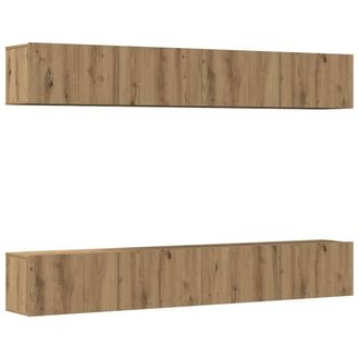 Berkfield Home Wall Mounted TV Cabinets 4 pcs Artisan Oak 100x30x30 cm in Brown | Size: 100 x 30 x 30 cm