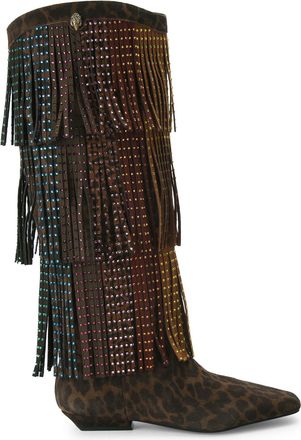 Kurt Geiger Womens Suede Western Fringe Pull On Boots - Brown - Size UK 3