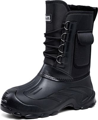 Generic Mens Winter Thermal Snow Boots Insulated Waterproof Duck Boots Ankle Boots Outdoor Work Boots Hiking Boots Hunting Footwear(Black,6.5 UK)