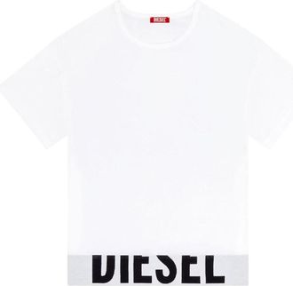 Diesel Uftee Sport Cropped T-Shirt - Dames - T-shirts - Wit - XS - Katoen - Tops
