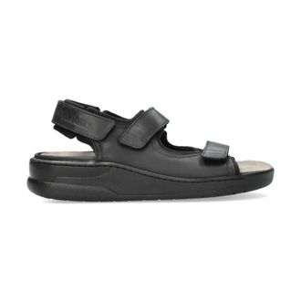 Mephisto Wijde pasvorm zwarte leren sandaal - Heren - Sandalen - Zwart - 44 EU - Schoenen