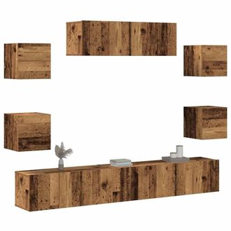 Berkfield Home 7 Piece TV Cabinet Set Wall-mounted Old Wood Engineered Wood in Brown
