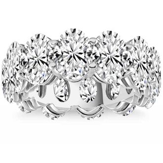 Pompeii3 12.50Ct Oval Moissanite Eternity Wedding Anniversary Womens Ring 14k Gold