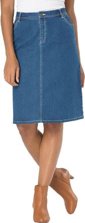 Jessica London True Fit Stretch Denim Short Skirt in Medium Stonewash at Nordstrom, Size 32