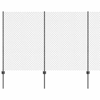 Berkfield Home Chain Link Fence with 20 U Posts Grey 1.5x10 m Steel