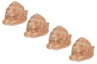 Biscottini International Biscottini - Juego De 4 Pies Florero Cabeza De Le&oacute;n En Terracotta Toscana 100% Made In Italy Totalmente Artesanal