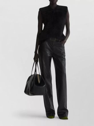 MUGLER knitwear top faux fur texture v neckline