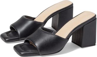 Farylrobin Womens FARYL by Farylrobin Zoey Sandals Black Leather Block Heel GAL1107
