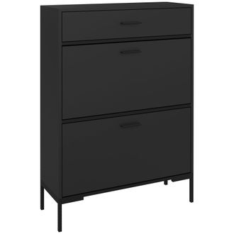 HOMCOM Shoe Storage Cupboard With 2 Flip Doors And Sliding Out Drawer - Black | TJ Hughes