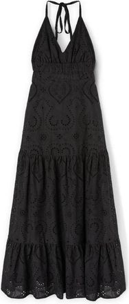 Motivi Sangallo kanten maxi jurk - Dames - Maxi kleedjes - Zwart - S - Katoen - Kleedjes
