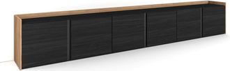 Skraut Home Skraut Home - Mueble Tv, Televisi&oacute;n, Muebles De Sal&oacute;n, Almacenaje, 309x35x50 Cm, Para Tv Hasta 80, Con Almacenamiento, Estilo Moderno, Negro Y Roble