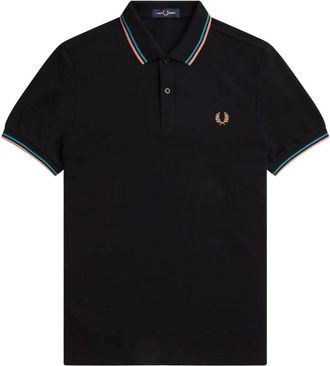Fred Perry Herenpoloshirt met dubbele kraag (Wit, Zwart)
