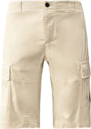 C.P. Company Long Shorts, male, White, Size: XS Stretch Sateen Cargo Shorts