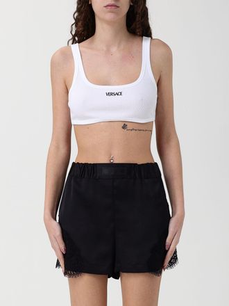 Versace Top crop in cotone con logo Versace