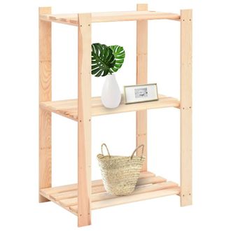 Berkfield Home 3-Tier Storage Racks 10 pcs 60x38x90 cm Solid Pinewood 150 kg in Beige | Size: 60 x 38 x 90 cm