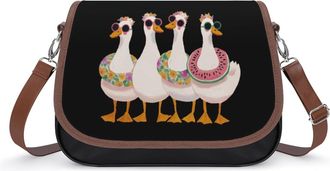 Generic Funny Beach Ducks Womens Crossbody Bag Fashion Shoulder Handbags Message Tote Bag with Adjustable Strap