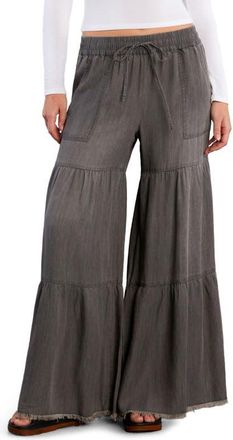 BILLY T Fancy Cotton Blend Tiered Pants in Best Grey at Nordstrom, Size X-Small