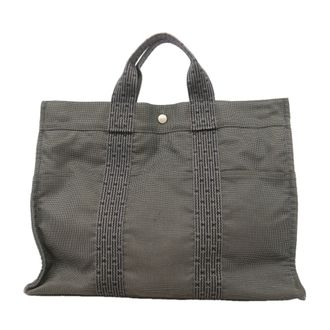 Herm&egrave;s Gray Nylon Tote Bag (Pre-Owned)