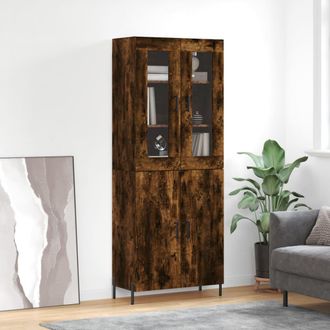 vidaXL Vidaxl - Aparador Alto Madera Contrachapada Roble Ahumado 69,5x34x180 Cm
