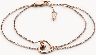 Fossil Womens Sawyer Rose Gold Stainless Steel Chain Bracelet