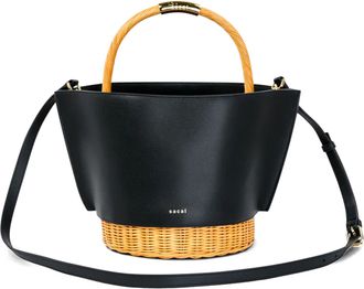 sacai Medium Leather and Rattan Basket Ba