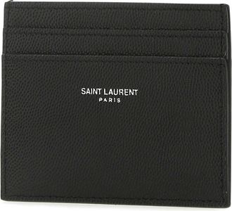 Saint Laurent Mens Black Leather Card Holder 1000 Calf Skin Portafogli Wallet