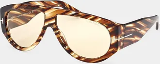 Tom Ford Patterned Round Acetate Sunglasses