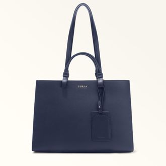 Furla Deva Borsa Shopping L Mediterraneo Blu Pelle Di Vitello Andromeda Donna