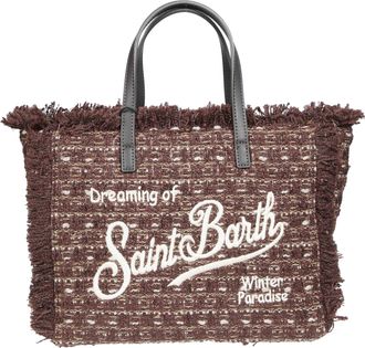 MC2 Saint Barth Brown Colette Tweed N Fringed Tweed Tote Bag