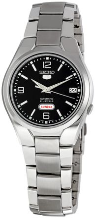 Seiko 5 Black Dial Stainless Steel Mens Watch SNK623