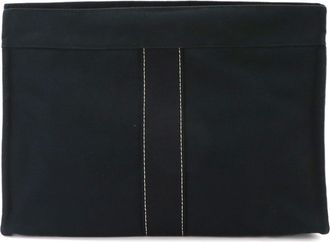 Herm&egrave;s Black Cotton Canvas Pouch (Pre-Owned)