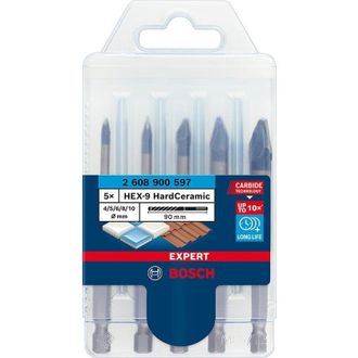 Bosch Cer&aacute;mica Dura Hex-9 Expert Drill &Oslash; 4/5/6/8/10 Mm - 5 Piezas - 2608900597
