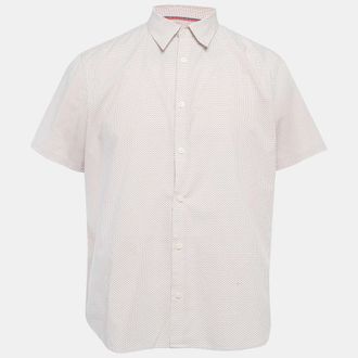 Calvin Klein White/red Dots Print Cotton Blend Half Sleeve Shirt