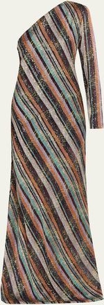 Missoni Sequined Long One-Shoulder Dress