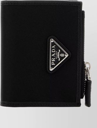 Prada canvas wallet zip around metal logo